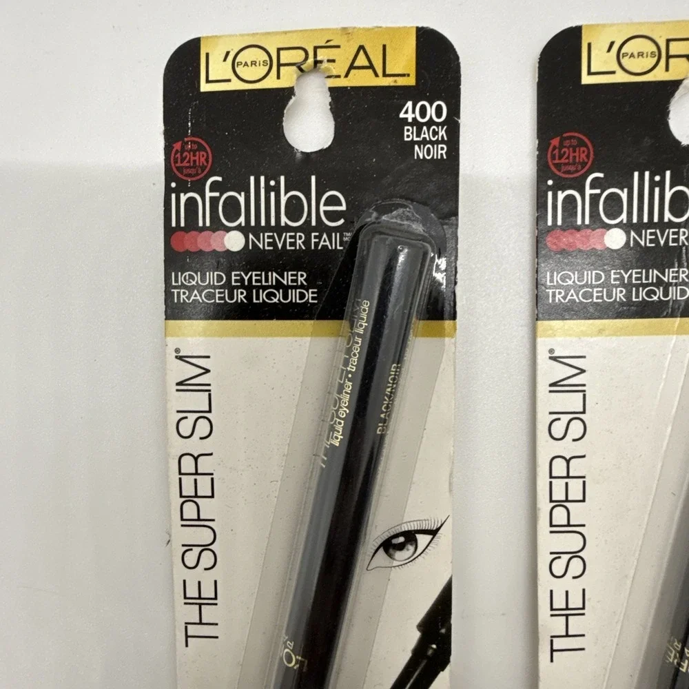 2 X L'Oreal LOREAL Infallible Super Slim Liquid Eyeliner Black 400 NEW SEALED
